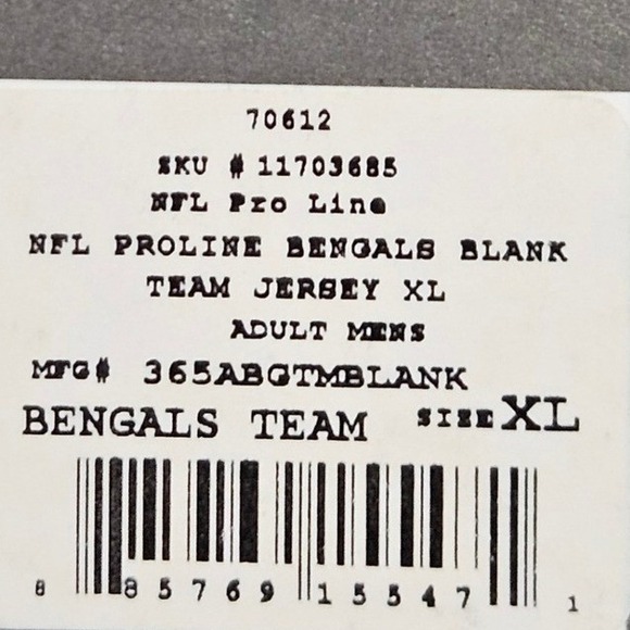 Cincinnati Bengals Team Pro Line Jersey Adult Mens XL Blank Black Orange NEW - Picture 4 of 6